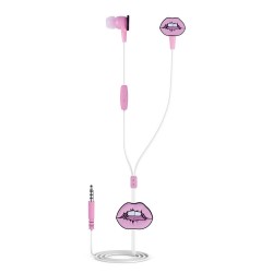 Dresz in-ear oordopjes met lippen kunststof/siliconen roze