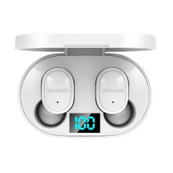 Aiwa AT-X80E II - oplaadbare bluetooth oordopjes hoofdtelefoon (Google Assistant, Siri) - Wit